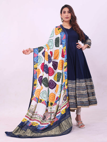 Blue Women's Gaji Silk Dupatta suitable for All Occasions
