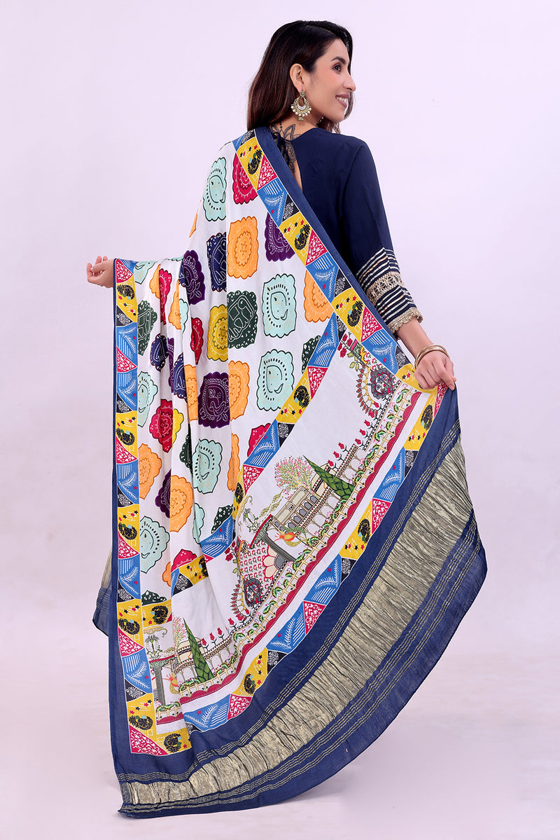 Blue Women's Gaji Silk Dupatta suitable for All Occasions