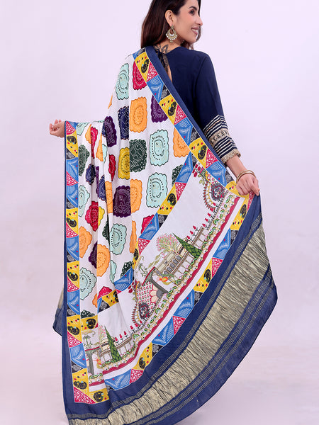 Blue Women's Gaji Silk Dupatta suitable for All Occasions