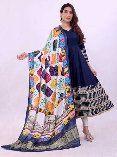 Blue Women's Gaji Silk Dupatta suitable for All Occasions