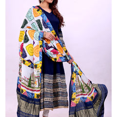 Blue Women's Gaji Silk Dupatta suitable for All Occasions