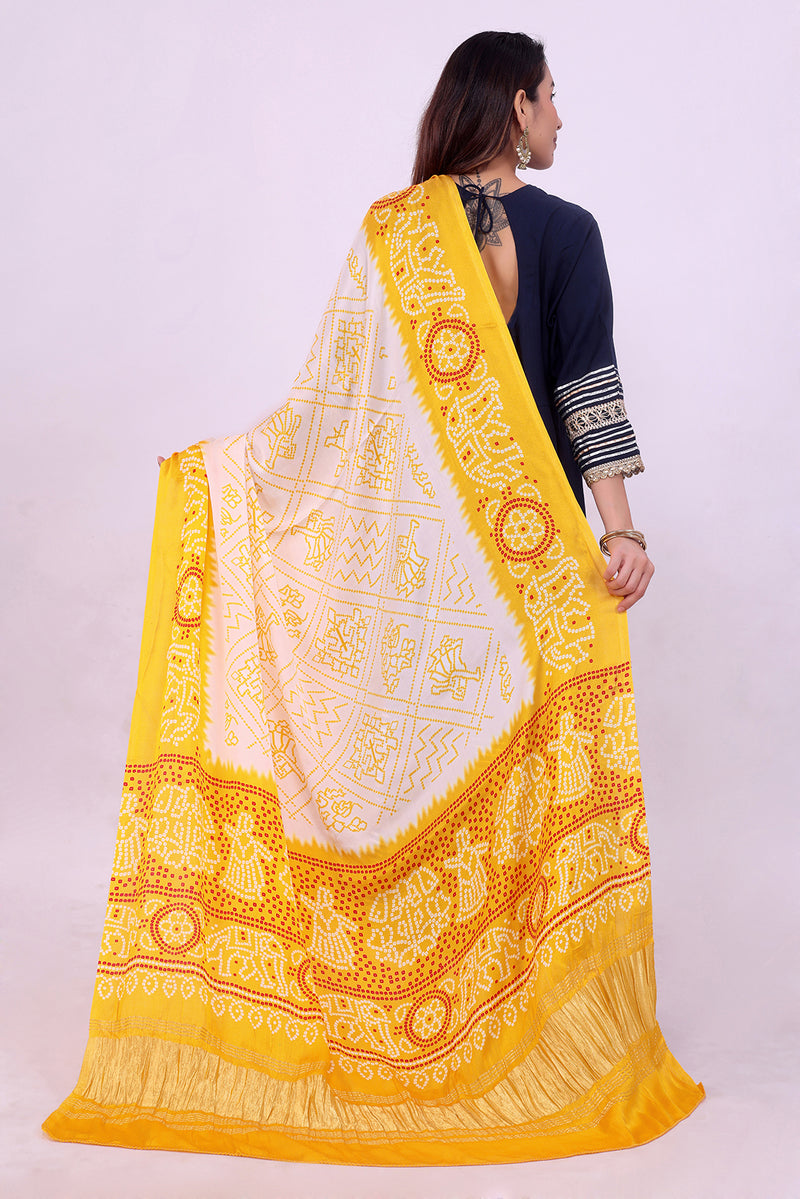 Yellow Women's Gaji Silk Dupatta suitable for All Occasions