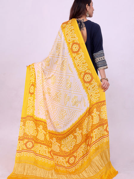 Yellow Women's Gaji Silk Dupatta suitable for All Occasions