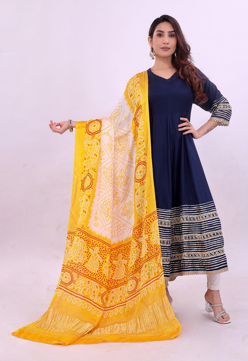 Yellow Women's Gaji Silk Dupatta suitable for All Occasions