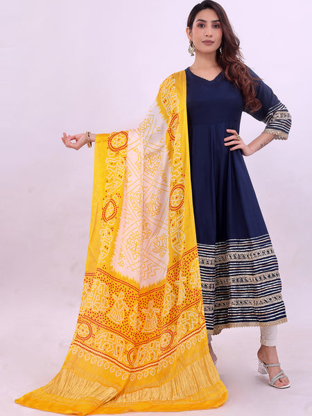 Yellow Women's Gaji Silk Dupatta suitable for All Occasions