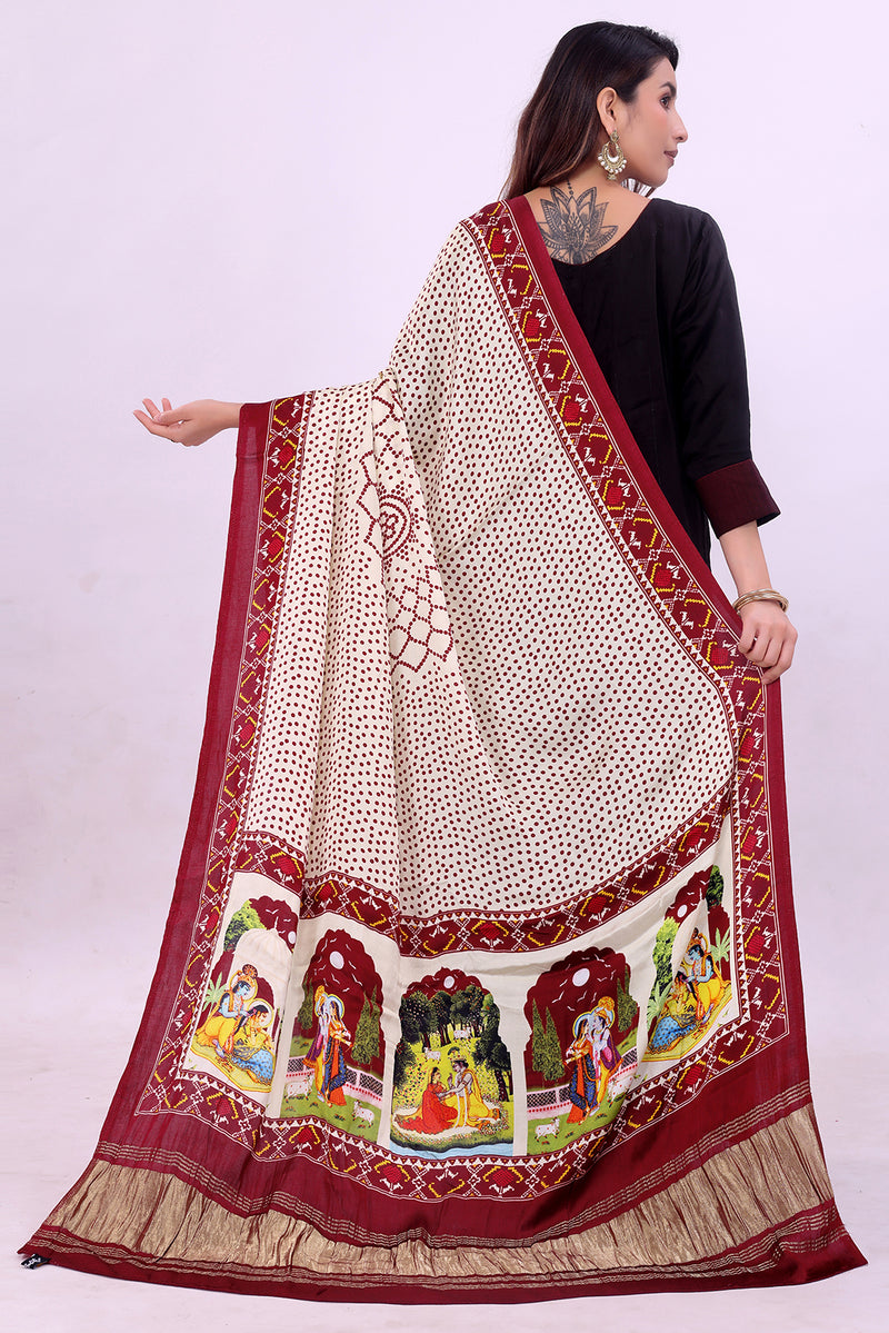 Maroon Women's Gaji Silk Dupatta suitable for All Occasions