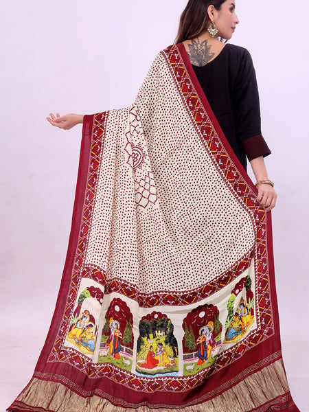 Maroon Women's Gaji Silk Dupatta suitable for All Occasions