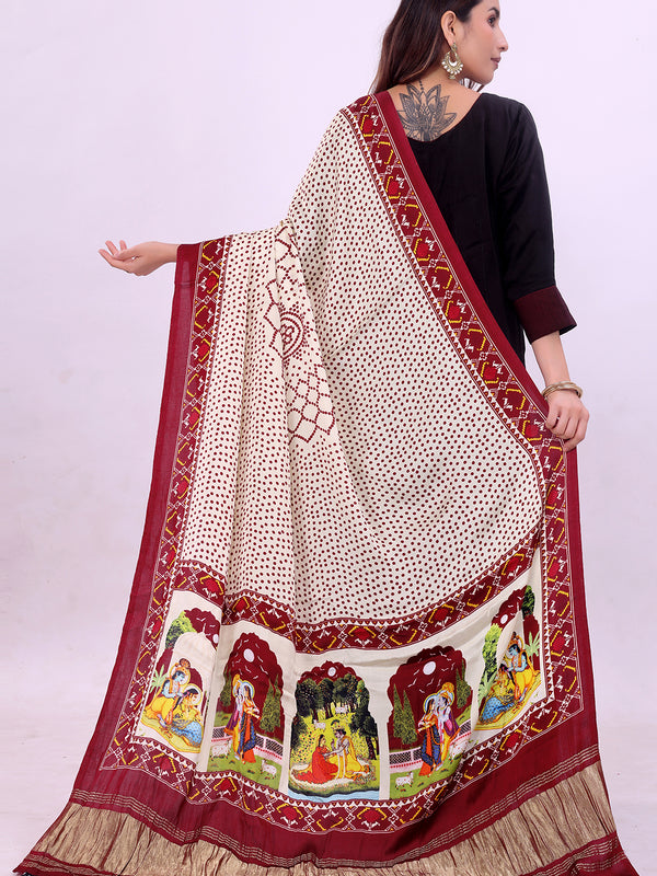 Maroon Women's Gaji Silk Dupatta suitable for All Occasions
