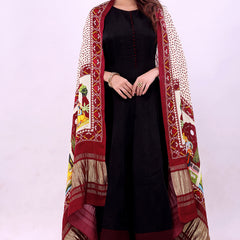 Maroon Women's Gaji Silk Dupatta suitable for All Occasions