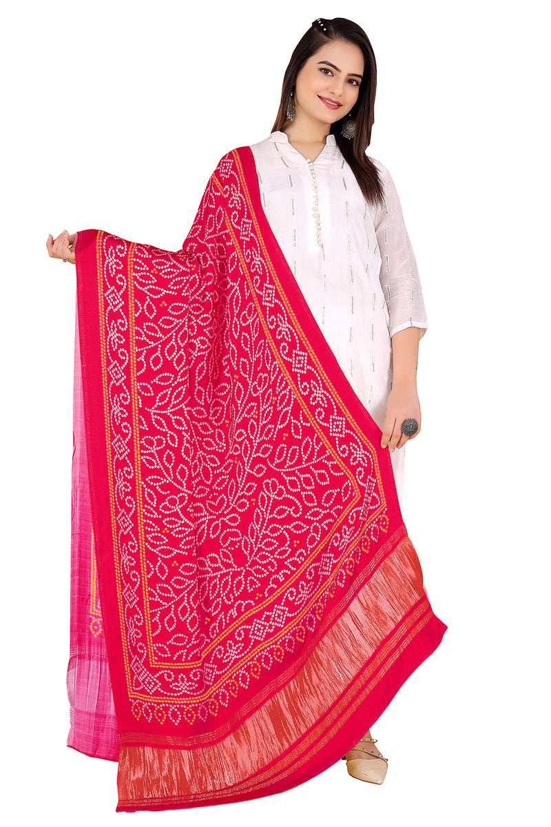 Pink Women's Gaji Silk Dupatta suitable for All Occasions