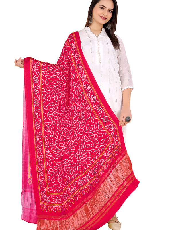 Pink Women's Gaji Silk Dupatta suitable for All Occasions