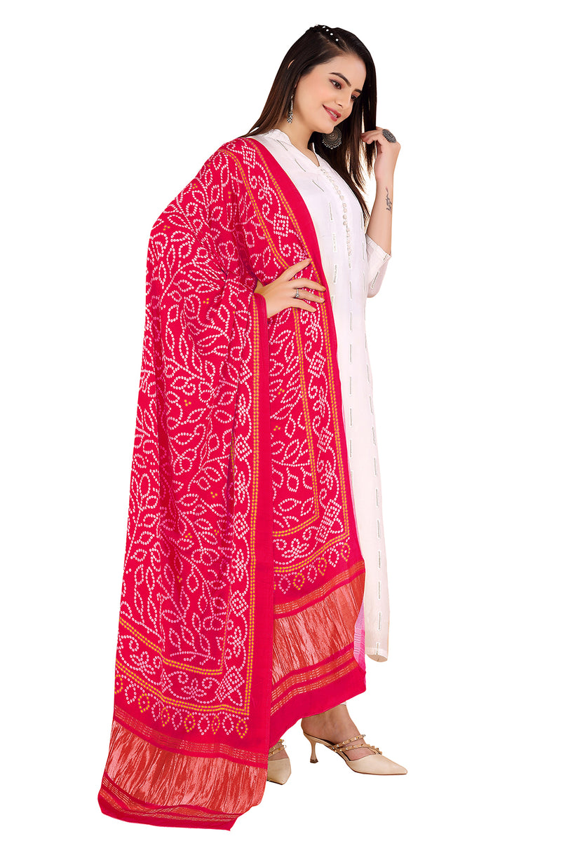 Pink Women's Gaji Silk Dupatta suitable for All Occasions