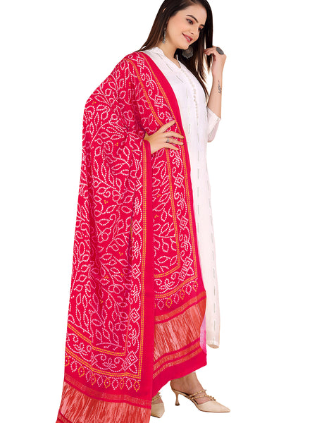 Pink Women's Gaji Silk Dupatta suitable for All Occasions