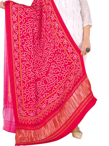 Pink Women's Gaji Silk Dupatta suitable for All Occasions