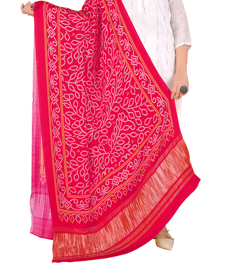 Pink Women's Gaji Silk Dupatta suitable for All Occasions