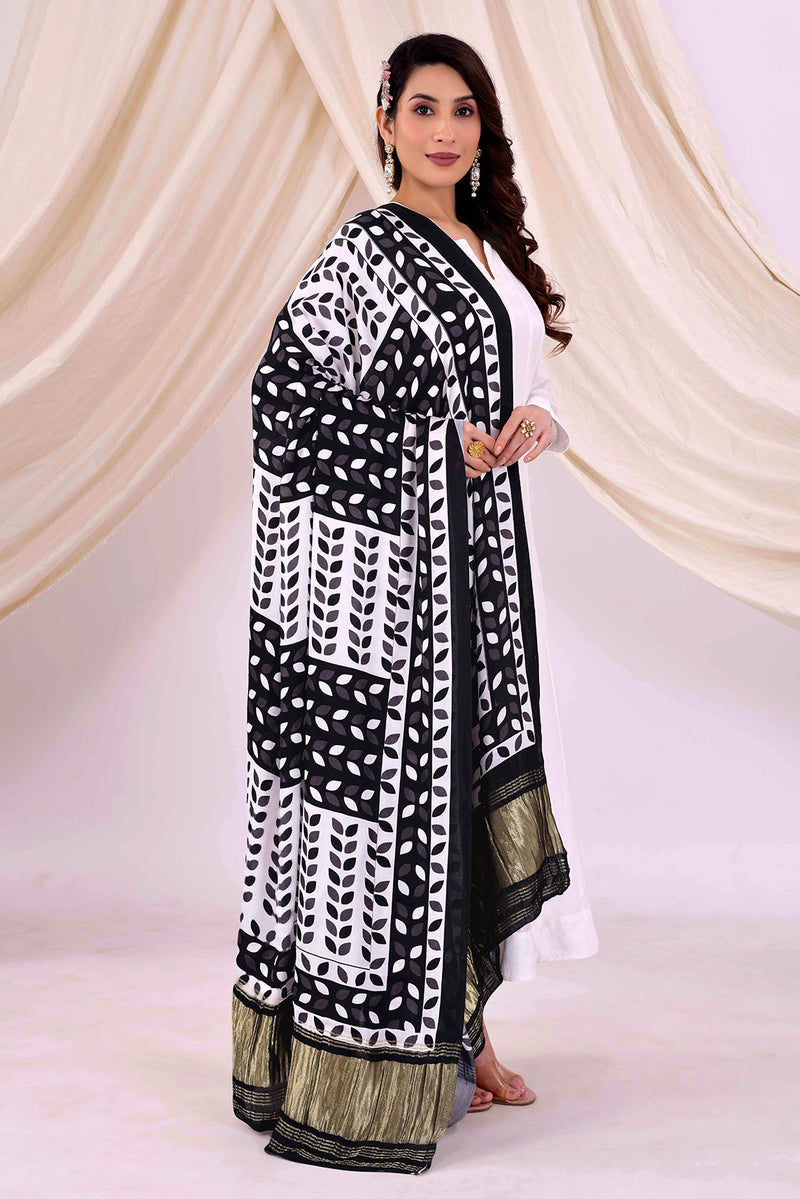Black Women's Gaji Silk Dupatta suitable for All Occasions