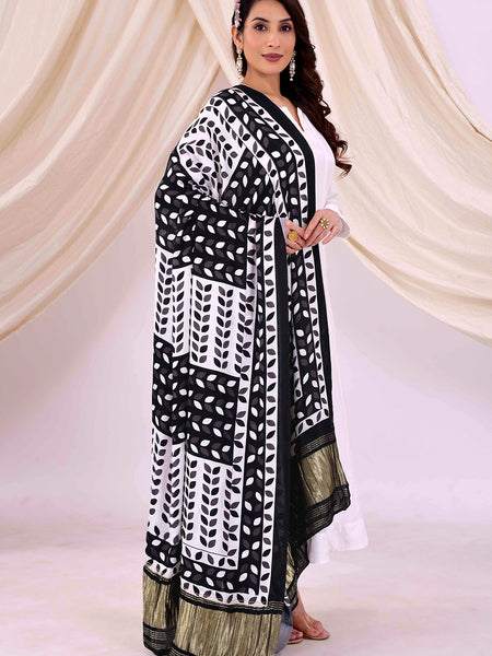 Black Women's Gaji Silk Dupatta suitable for All Occasions