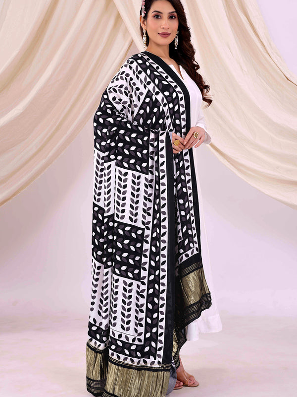 Black Women's Gaji Silk Dupatta suitable for All Occasions