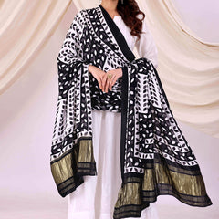 Black Women's Gaji Silk Dupatta suitable for All Occasions
