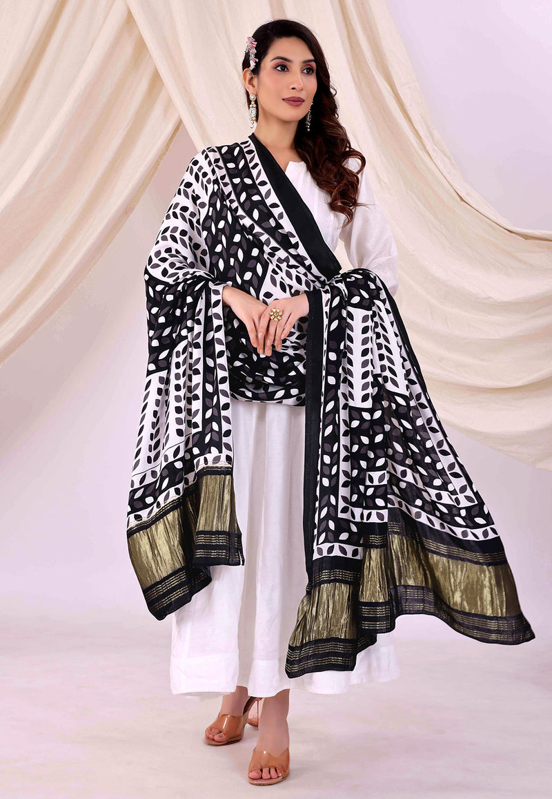 Black Women's Gaji Silk Dupatta suitable for All Occasions
