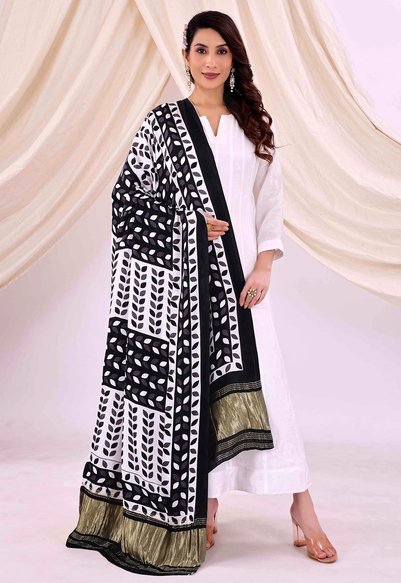 Black Women's Gaji Silk Dupatta suitable for All Occasions