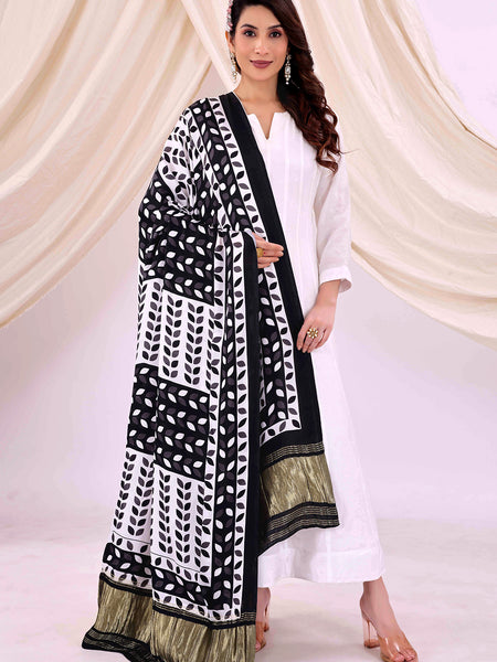 Black Women's Gaji Silk Dupatta suitable for All Occasions