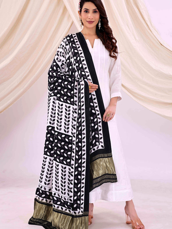 Black Women's Gaji Silk Dupatta suitable for All Occasions