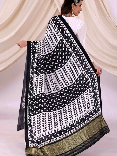 Black Women's Gaji Silk Dupatta suitable for All Occasions