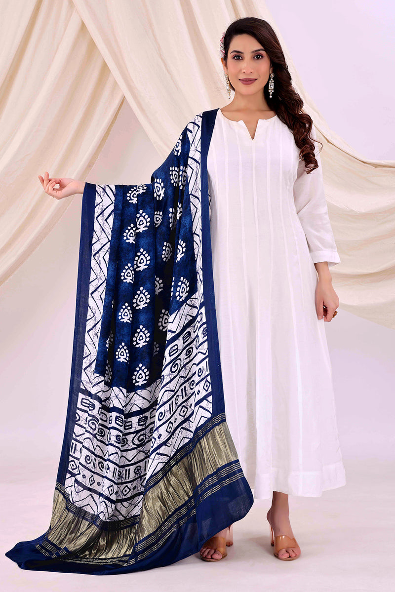 Blue Women's Gaji Silk Dupatta suitable for All Occasions