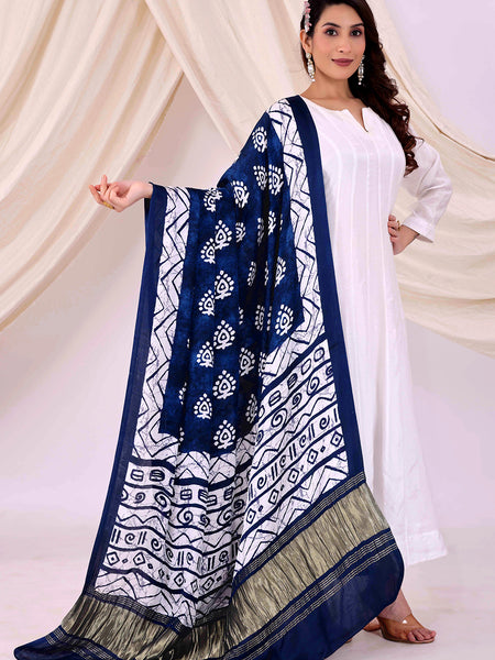 Blue Women's Gaji Silk Dupatta suitable for All Occasions