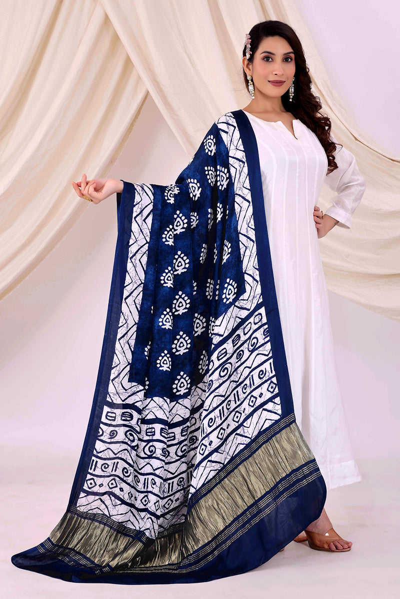 Blue Women's Gaji Silk Dupatta suitable for All Occasions