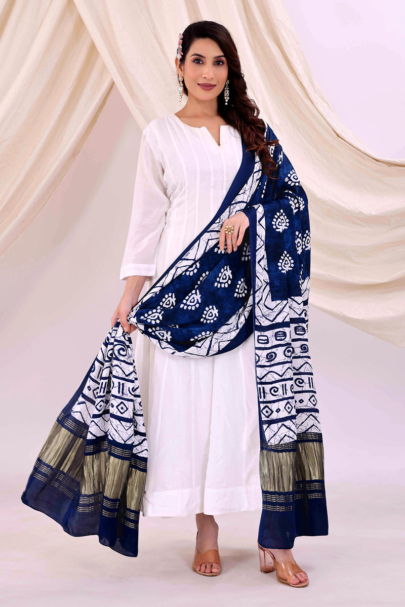 Blue Women's Gaji Silk Dupatta suitable for All Occasions