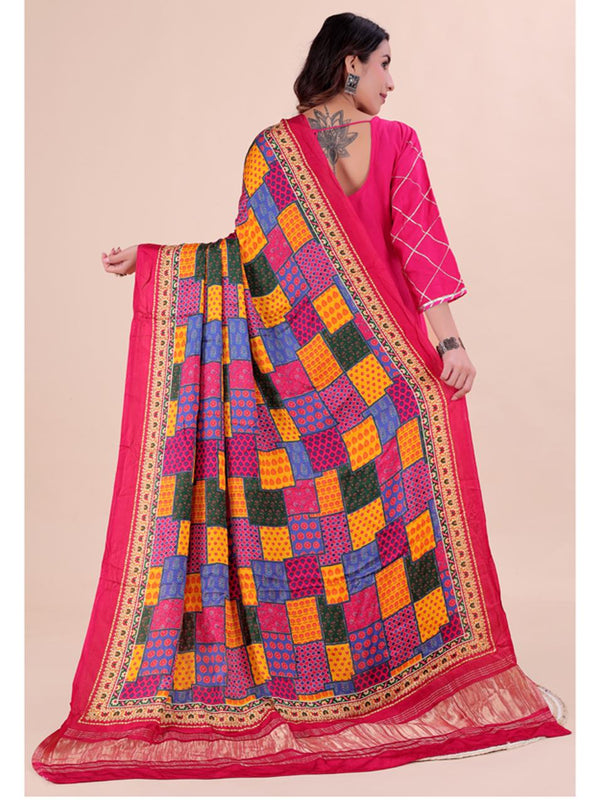 Multicolor Women's Gaji Silk Dupatta suitable for Navratri, Diwali & All Occasions