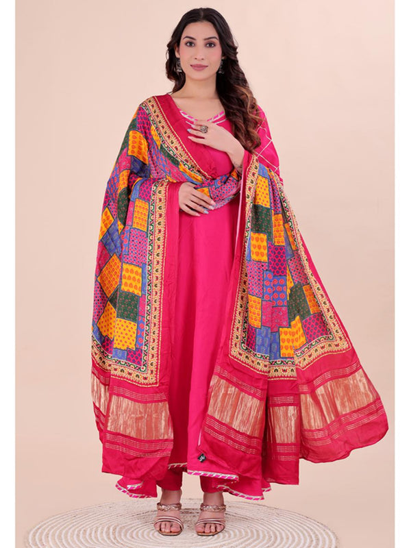 Multicolor Women's Gaji Silk Dupatta suitable for Navratri, Diwali & All Occasions