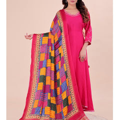 Multicolor Women's Gaji Silk Dupatta suitable for Navratri, Diwali & All Occasions