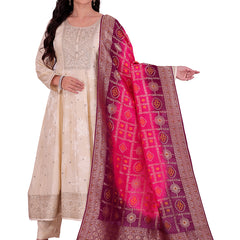 Multicolor Women's Mixed Silk Dupatta suitable for Navratri, Diwali & All Occasions
