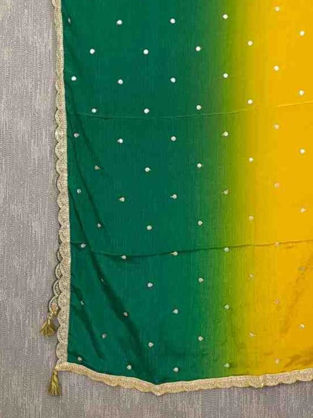 Desi Butik's Green-Yellow Ombre Dupatta DB2253