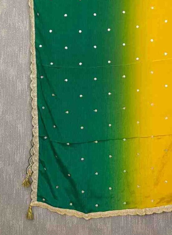 Desi Butik's Green-Yellow Ombre Dupatta DB2253