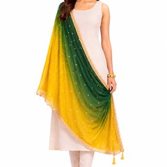 Desi Butik's Green-Yellow Ombre Dupatta