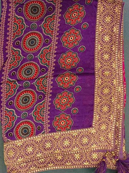 Desi Butik Rani Pink Bandhani Silk Dupatta with Royal Border DB2255