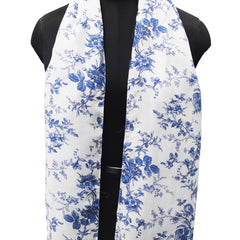 Beautiful White Printed Muslin Lightweight Scarves/Stoles for Women SC26