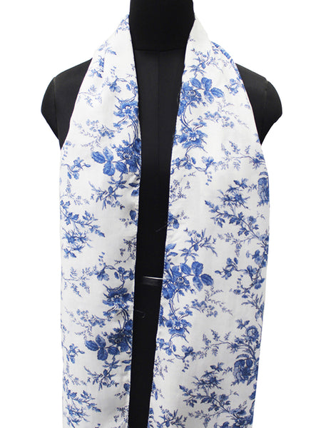 Beautiful White Printed Muslin Lightweight Scarves/Stoles for Women SC26