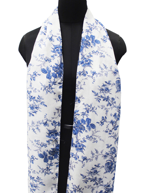 Beautiful White Printed Muslin Lightweight Scarves/Stoles for Women SC26