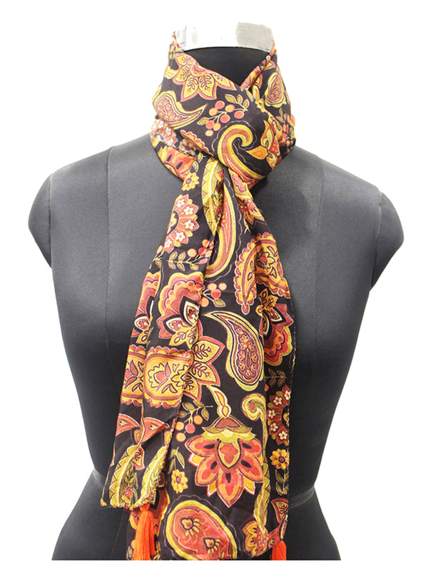 Appealing Black Printed Muslin Everyday Scarves/Stoles for Women SC27