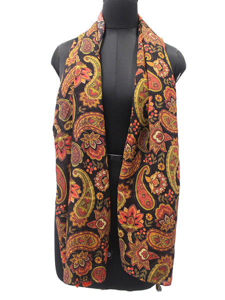 Appealing Black Printed Muslin Everyday Scarves/Stoles for Women SC27