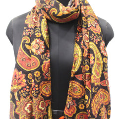 Appealing Black Printed Muslin Everyday Scarves/Stoles for Women SC27