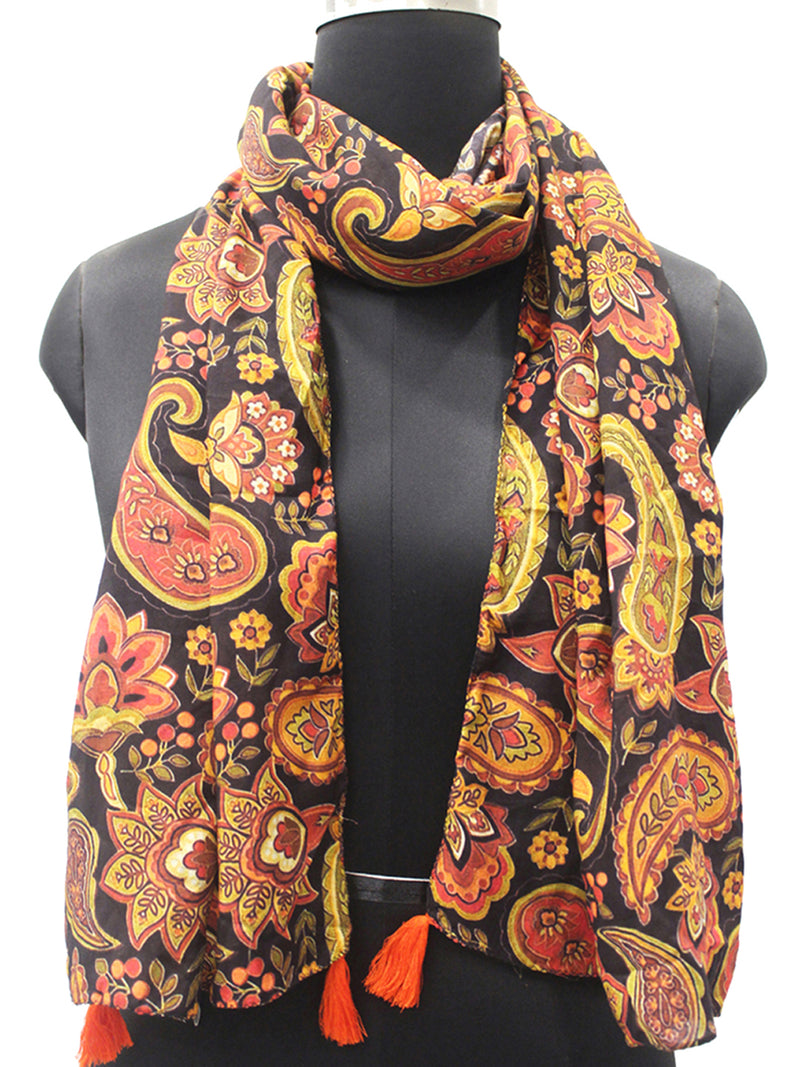 Appealing Black Printed Muslin Everyday Scarves/Stoles for Women SC27