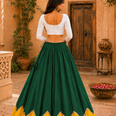 Cotton Silk Lace Work Navratri Lehenga