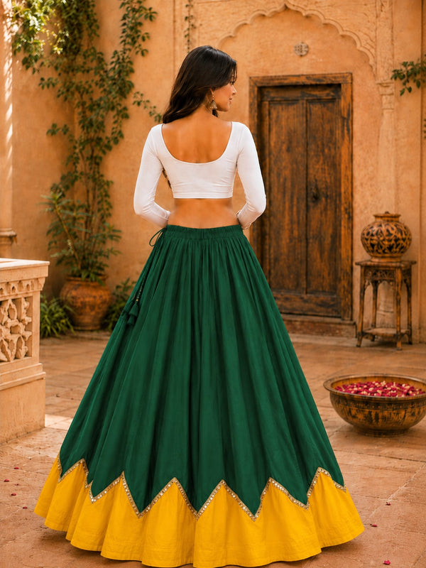 Cotton Silk Lace Work Navratri Lehenga