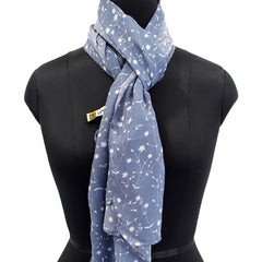 Dazzling Blue Printed Muslin Daily Wear Scarves/Stoles for Women SC2